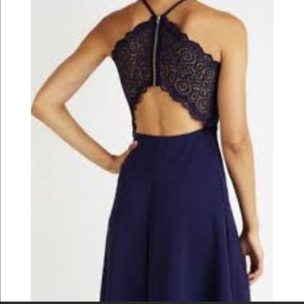 LAST DAY TO BUY!  Charlotte Russe High Low Blue Lace-back Dress, size Large